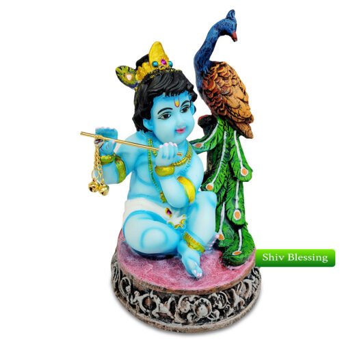 Ladoo Gopal With Peacock – Dust Marble
