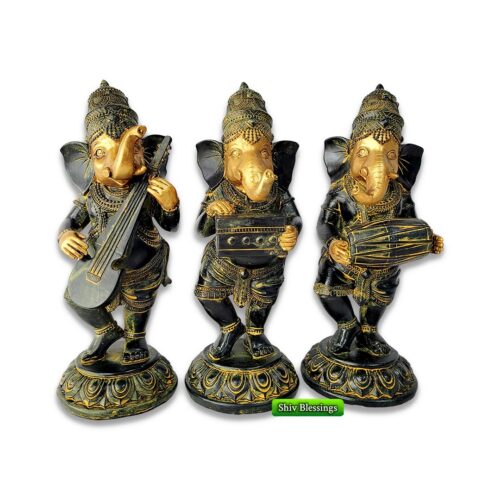 Musical Ganesha – Dust Marble – set of 3