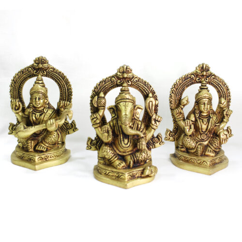 Ganesh Laxmi Saraswati in Brass – I