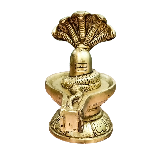 Brass Shivling with Sheshnaag