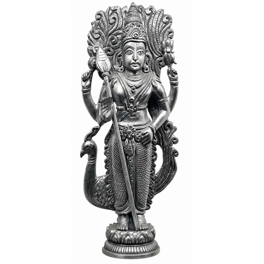 Kartikeya (Murgan) Idol in Ebony (Karungali) wood