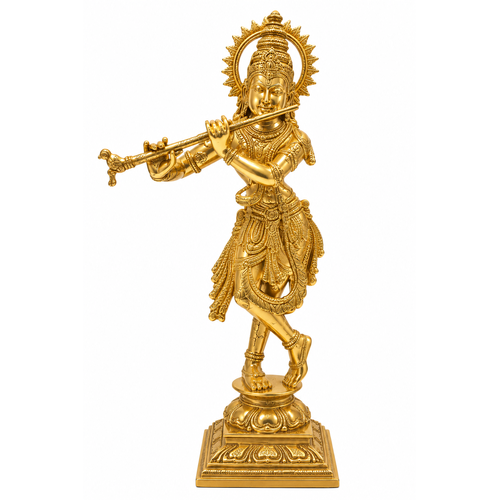 Divine Lord Krishna Bronze Idol | Madhura Murti | Shiv Blessings | Handcrafted Krishna Statue